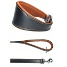  MATCHING  Ace Traditional Leather Dog Collar  &  Comfy Lead Padded Handel 44" Long